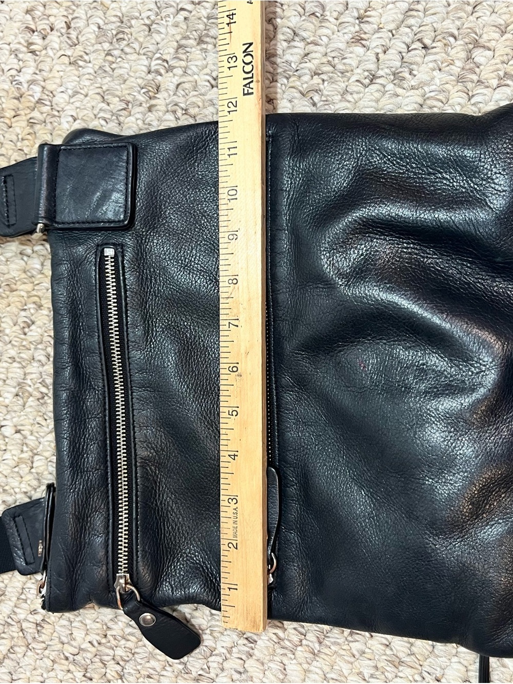 Margot Black Leather Crossbody Bag - zipper many compartments purse - Picture 10 of 14
